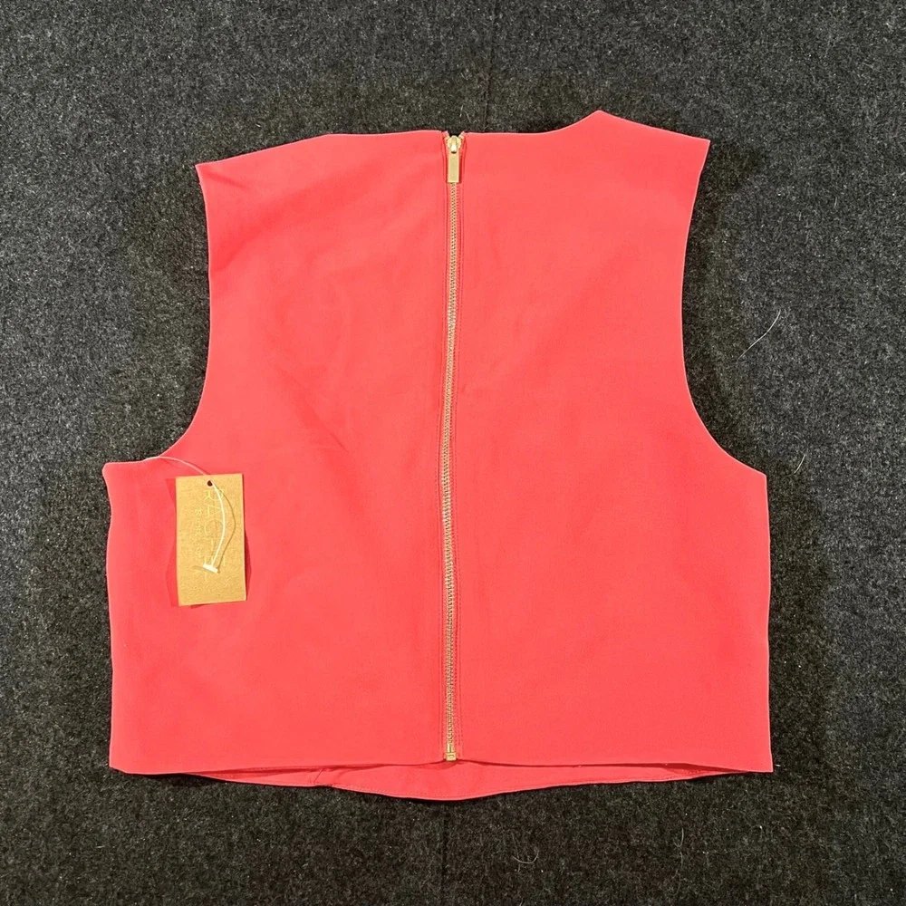 Rachel Rachel Roy Crop Top Womens 6 Hot Pink Surplice V-Neck Sleeveless Zip Back